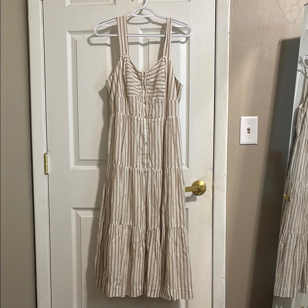 Maurices Cream Midi Sundress Sleeveless Sweetheart